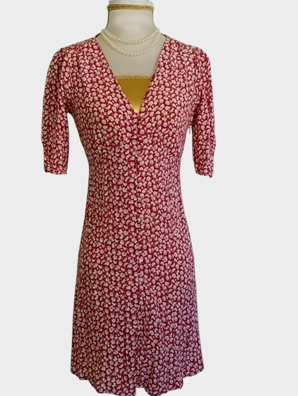 all saints red floral dress AllSaints Women's Mollie Twist Detail Floral Midi Dress, Red, Size 2